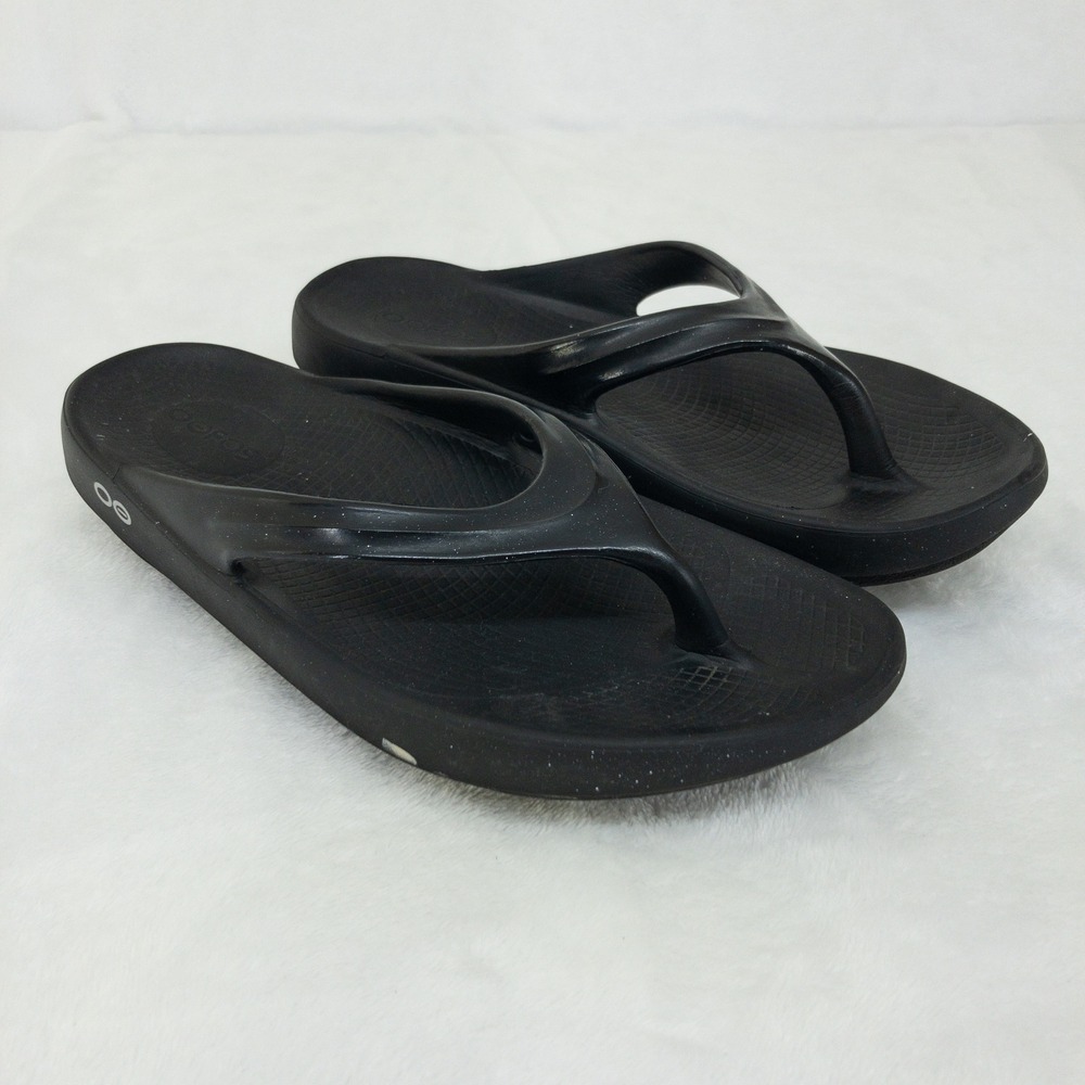 OOFOS OOriginal Sandal Womens 7 Black Recovery Flip Flops Comfort Thong Shoes